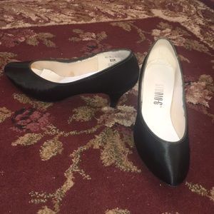 Vintage black satin heels